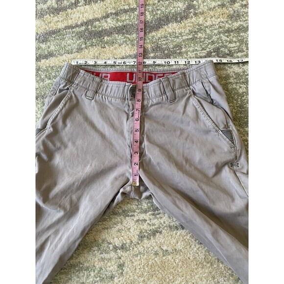 Under Armour UA Golf Tapered Pants Men's 32x32 Tan Lightweight Red Waistband - Picture 4 of 10